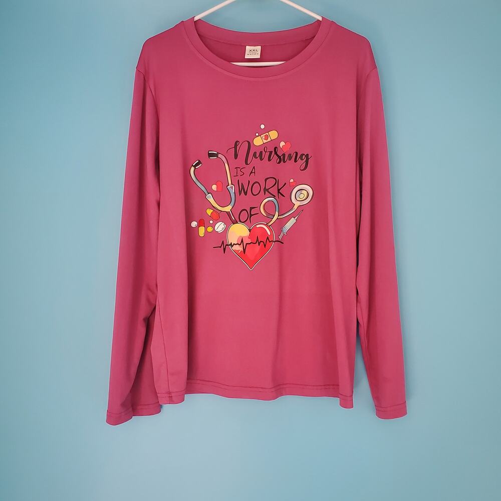 Unbranded Nurse Top Size XXL "Nursing is a Work of Heart"